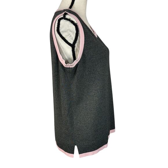Dressbarn 14/16 Sweater Tank Top Stretch Side Slits Marled Square Neck Gray Pink - Picture 3 of 8